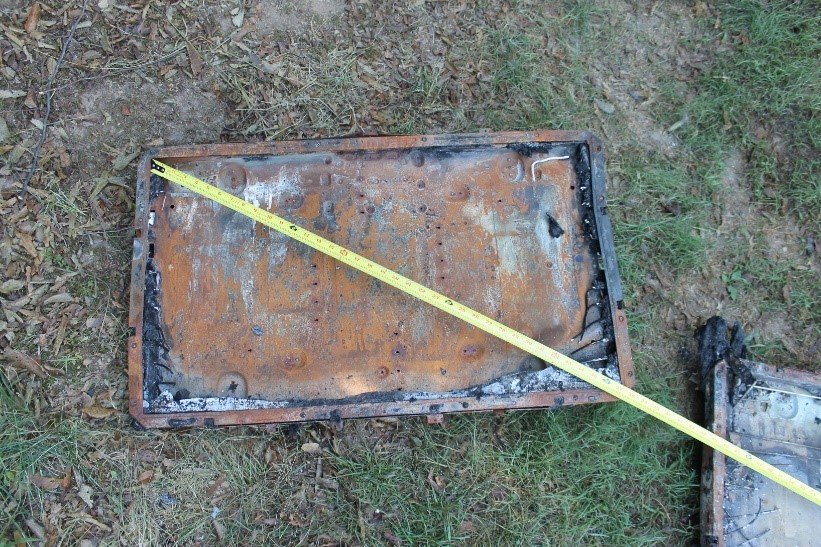A burned metal equipment